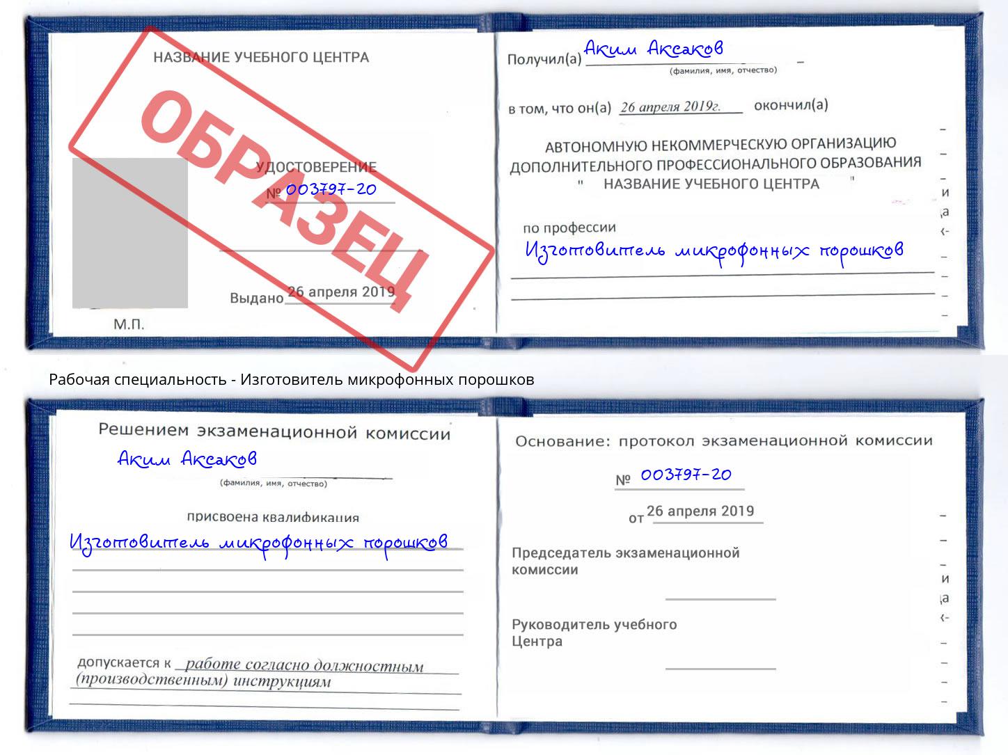 Изготовитель микрофонных порошков Ефремов