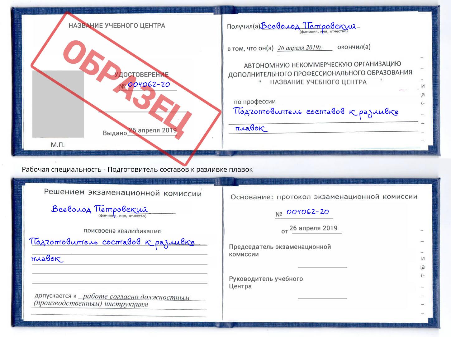 Подготовитель составов к разливке плавок Ефремов