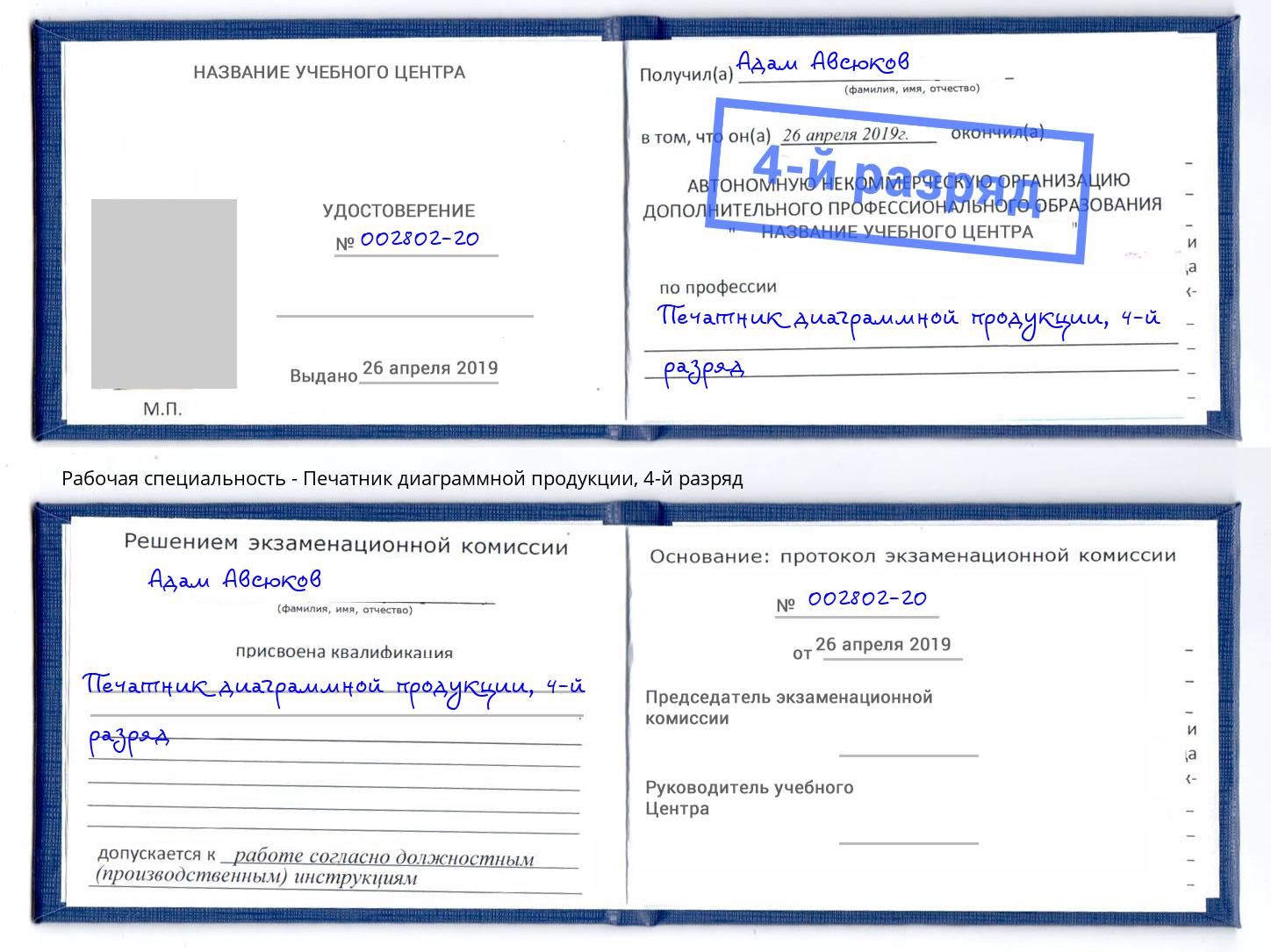 корочка 4-й разряд Печатник диаграммной продукции Ефремов